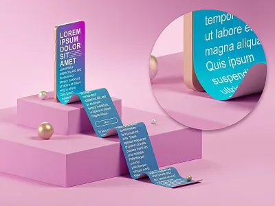 Daily exercise - Phone 3d blender design illustration iphone paper render roll