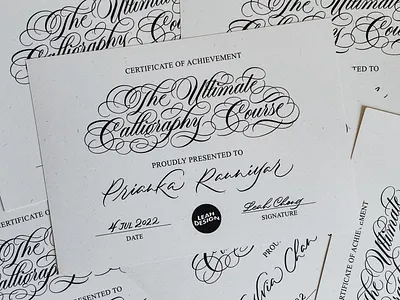 The Ultimate Calligraphy Course Certificate Of Achievement art brush calligraphy brushlettering calligraphy calligraphy course certificate design cursive cursive writing design flourishing hand drawn handlettering lettering letters penmanship script typography