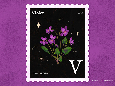 Flower alphabet 22/26 - Violet abc alphabet art artist book illustration children illustration design draw flower flower alphabet flower art flower illustration illustration illustrator letter v licensing postmark violet