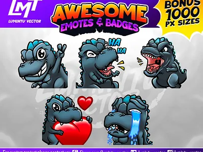 Godzilla - Chibi Minizilla Twitch Emotes by Lumintu Vector anime anime twitch emotes chibi chibi twitch emotes cute cute twitch emotes emoji emote godzilla minizilla sticker streamer twitch twitch emotes