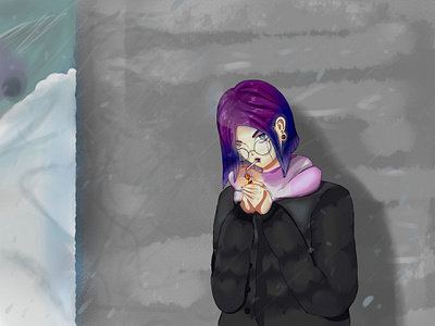 Winter morning adobe photoshop anime art character expectation girl girl art grange illustration illustrator photoshop sai smoking