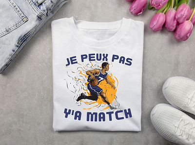 t-shirt j'peux pas , y'a match idée cadeau humour basket anniversaire cadeau anniversaire graphic design illustration inspirant