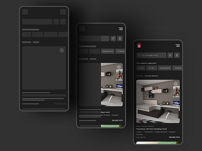 Wireframe Dark mode - Maisonier lite dark mode mobile ui ux wireframing