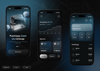 Crypto | Mobile App 2025 app design bitcoin crypto dashboard design interface mobile app ui uiux design ux