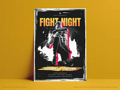 Fight Night Poster Design black boxing fight fighting flyer flyer design graphic design martial arts match mma poster poster design print sport sports ufc yellow