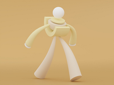 Shape Walker - Yellow 3d 3d colors 3d design 3d render 3d shapes 3dart 3dmodeling 3dtrends blender 3d cinema4d