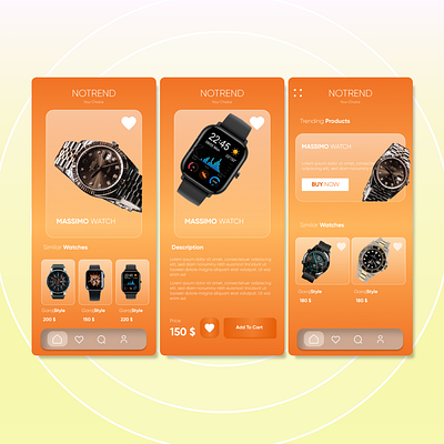 Watches App Store Draft for E-commerce. branding design illustration landing page ui ux vector web