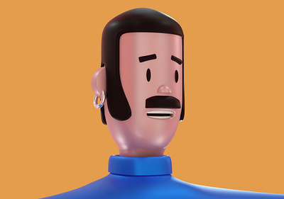 Guy with whiskers and ear ring 3d blender character