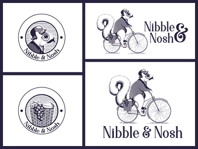 Nibble & Nosh Logo adobe illustrator art branding catering catering brand catering logo design food food brand graphic design illustration logo logo design squirrel