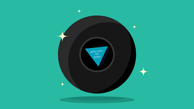 Magic 8 Ball black flatillustrations floating green hover illustration magic8ball sparkle twinkle