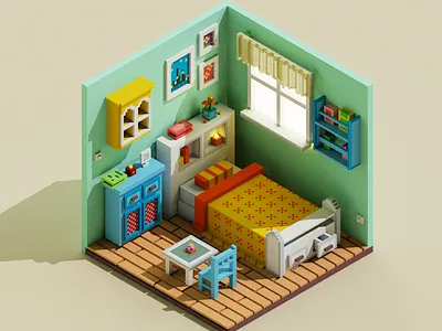 Voxel Bed Room 3d design illustration magicavoxel voxel