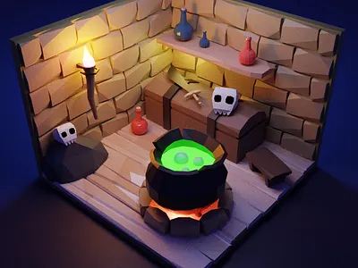 Low Poly Witch's Brew 3d blender design illustration lowpoly