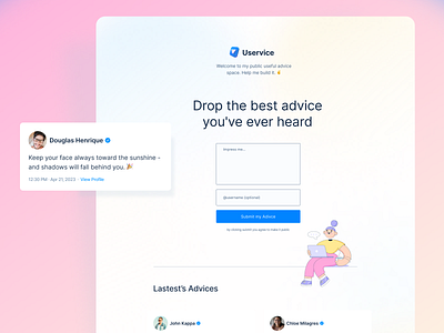 UI Design of a Personal Advice App design fig figma illustration interface design landing page ui ui ui website webdesign website design