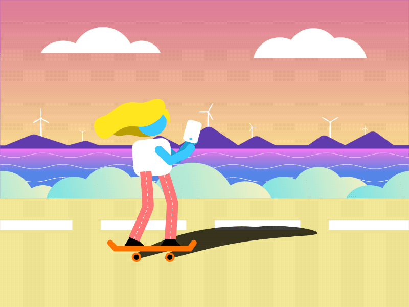 Looping motion practice - multitasking skater flat looping mg motion graphics skateboard skater