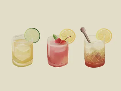 Cocktails Illustration cocktails drink drink menu drinks illustration ipad procreate