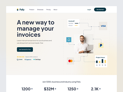 Pally Invoice Software - Landing Page design invoice invoicing landing page landingpage minimal payment sass ui ux web website whitespace