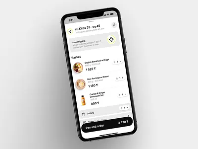 Basket on Food delivery service app design typography ui ux
