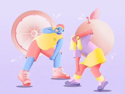 Summer duo illustration 2d illustration adobe illustrator character illustration flat illustration vector