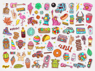 Stickers Hand Drawn Doodle Colorful Vector 2 cute design doodle doodle art funny gohsantosa illustration sticker stickers vector