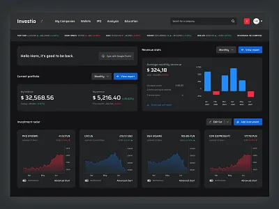 Investment Dashboard dashboard design investment ui uiux