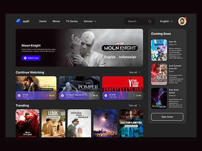 Movie Dashboard Design app cinema dashboard clean dark dark mode design disney interface marvel minimal movie dashboard movies netflix series stream dashboard tv show ui web app