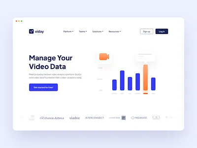 Viday - Video Analytics Platform app colors dashboard design hero illustration interface landing logo page product section ui ux