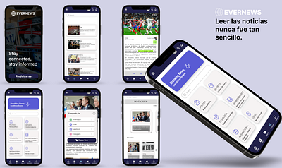 EverNews- Noticias a tu alcance- Diseño de app app appaccesible appdenoticias dailyuichallenge design diseño diseñouxui experienciadeusuario figma newsapp ui ux