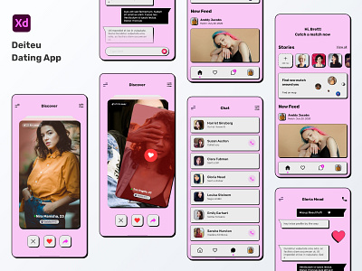 Deiteu - Dating App android app brutalism bumble concept date dating dating app finder ios love match match finder match maker mobile neu brutalism redesign tinder trend ui