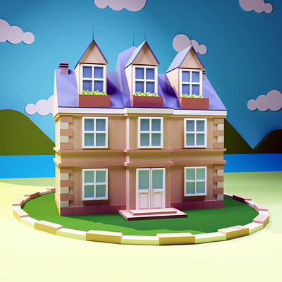 Cute House 3d blender blender3d cutehouse cycles cyclesrender home house illustration kawaiihouse