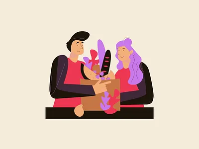 Shopping illustration men people women work