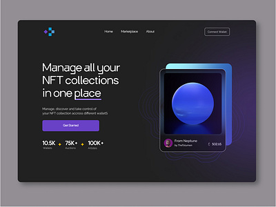 NFT Landing Page crypto eth hero section nft wallet web3