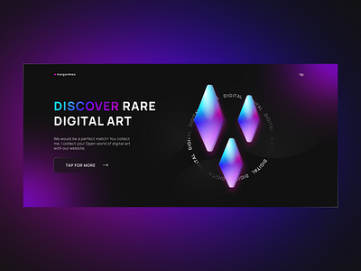 Rare NFT landing page concept design digital nft