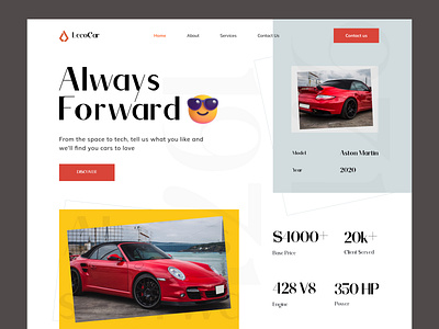 LecoCar Garage Website bmw cars clean design ecommerce electric car garage homepage landing page minimal modern moderncar riding riding car shelby sportscar supercar ui uiux webdesign