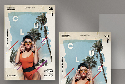 Vintage Beach Party Flyer Template (PSD) flyer flyer design poster psd summer flyer summer flyers vintage vintage flyers