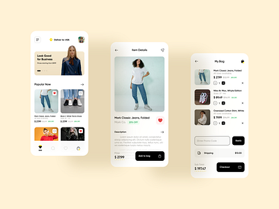 Fashion App - Main screens app app design clothes clothing app design e e commerce e commerce app fashion fashion app fashion brand mobile ui online store shop app ui ux