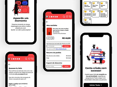 Combo Café e Livraria • Ecomm clean ecommerce illustration mobile product design service design uiux visual design