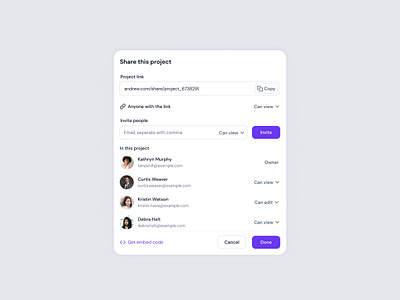 Share project modal design modal ui ux