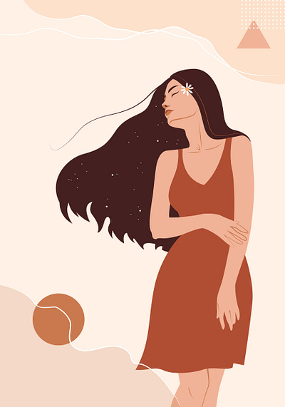 Abstract woman portrait minimalist style abstract art design faceless fashion flat girl illustration minimalist pastel portrait style vector woman