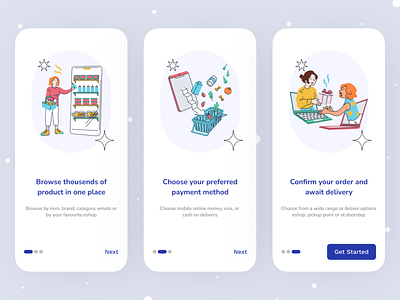 Ecommerce app - On Boarding Design app design clean creative ui delivery e commerce figma app ui figma design freebie intro screen mobile app design onbording online online shopping online store shop shopping splash screen start screen ui design ux design