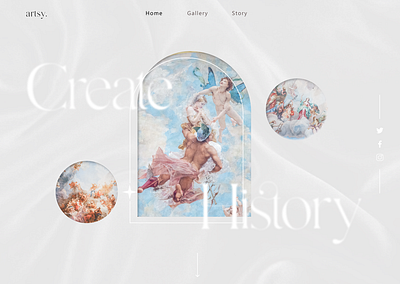 Art Gallery Landing Page art black blue design gallery graphic design hero home homepage illustration interface landing minimal page painting simple ui ux white