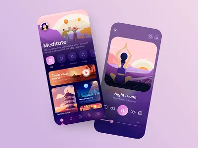 Meditation and Relaxing Sleep App app design design e commerce app graphic design ios app ui design meditate app ui meditation app ui ui design