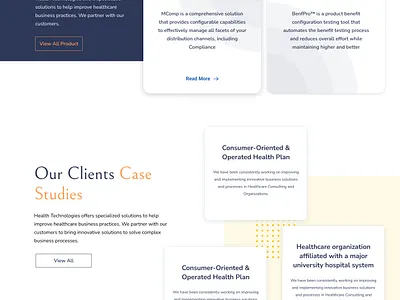 Healthcare company web design. banner button case study header health health care landing page ui ux web design website