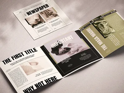 The Great Newspaper Square Trifold ad brochure design elegant leaflet modern multipurpose newspaper photography porfolio professional style template trifold vintage