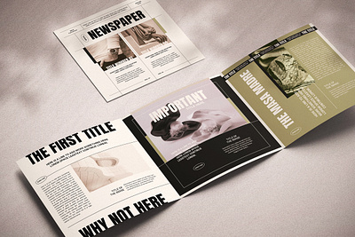 The Great Newspaper Square Trifold ad brochure design elegant leaflet modern multipurpose newspaper photography porfolio professional style template trifold vintage