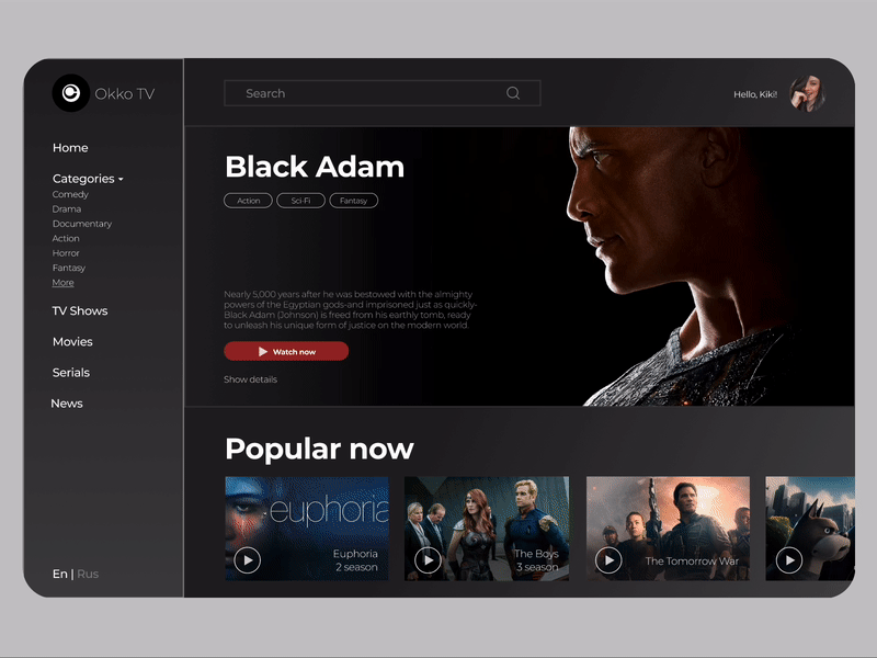 Daily UI Challenge, Day 25 - TV App composition concept daily ui dailyuichallenge dau 025 design graphic design idea movie movies netflix pc streaming tv tv app ui web web design