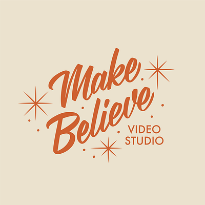 Make Believe Studio Hand Lettered Logo by Type Affiliated 1950s logo branding design hand lettered logo hand lettering illustration lettering logo retro logo type affiliated video studio logo vintage inspired logo vintage logo