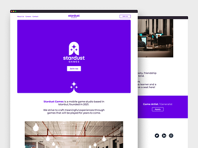 Stardust Games - Web Page Design design ui web page