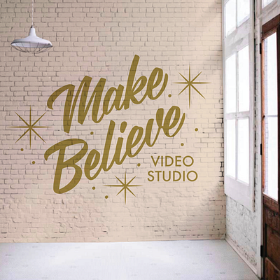Make Believe Studio Hand Lettered Logo Design by Type Affiliated 1950s logo branding design hand lettered logo hand lettering illustration lettering logo logo design logo lettering mural mockup retro logo type affiliated vintage logo