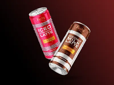 Fieshy - Iced Strawberry Latte - Packaging Design brand identity can design coffee brand identity coffee branding coffee can design graphic design logo package design packaging supermarket branding