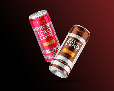 Fieshy - Iced Strawberry Latte - Packaging Design brand identity can design coffee brand identity coffee branding coffee can design graphic design logo package design packaging supermarket branding